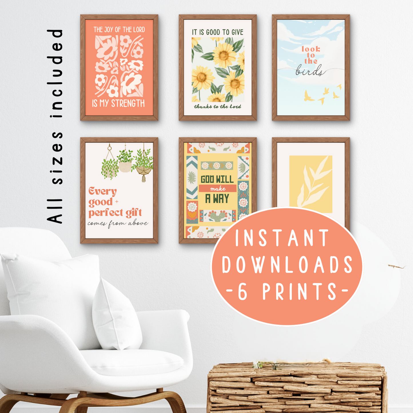 INSTANT DOWNLOADS 🖨️ Boho Faith Collection Wall Art Prints - Set of 6