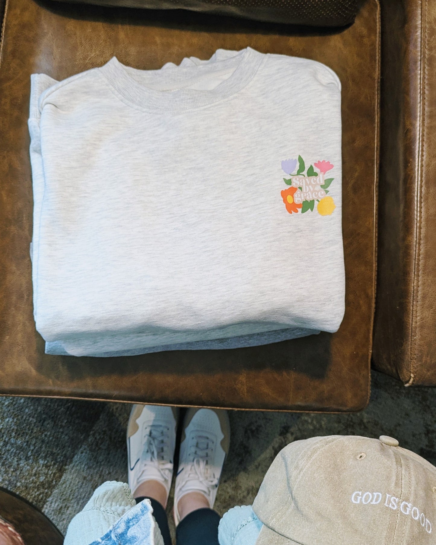 Saved by Grace | WOMEN OVERSIZED CREW SWEATER 🤍